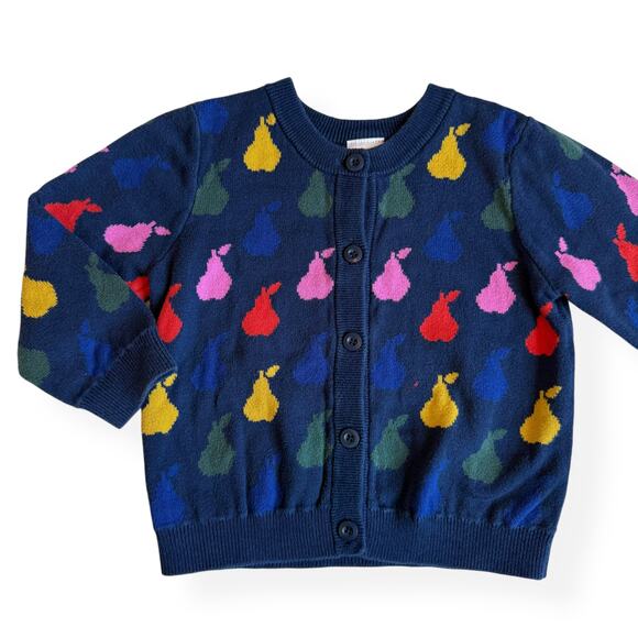 Hanna Andersson Navy Pears Organic Cotton Cardigan 90cm 3T - Picture 1 of 10
